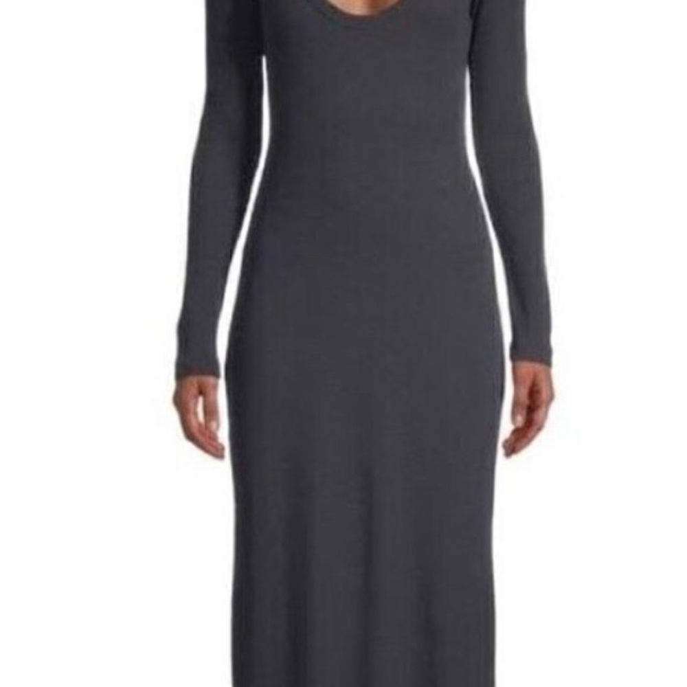 JAMES PERSE BLACK waffle knit long sleeve dress